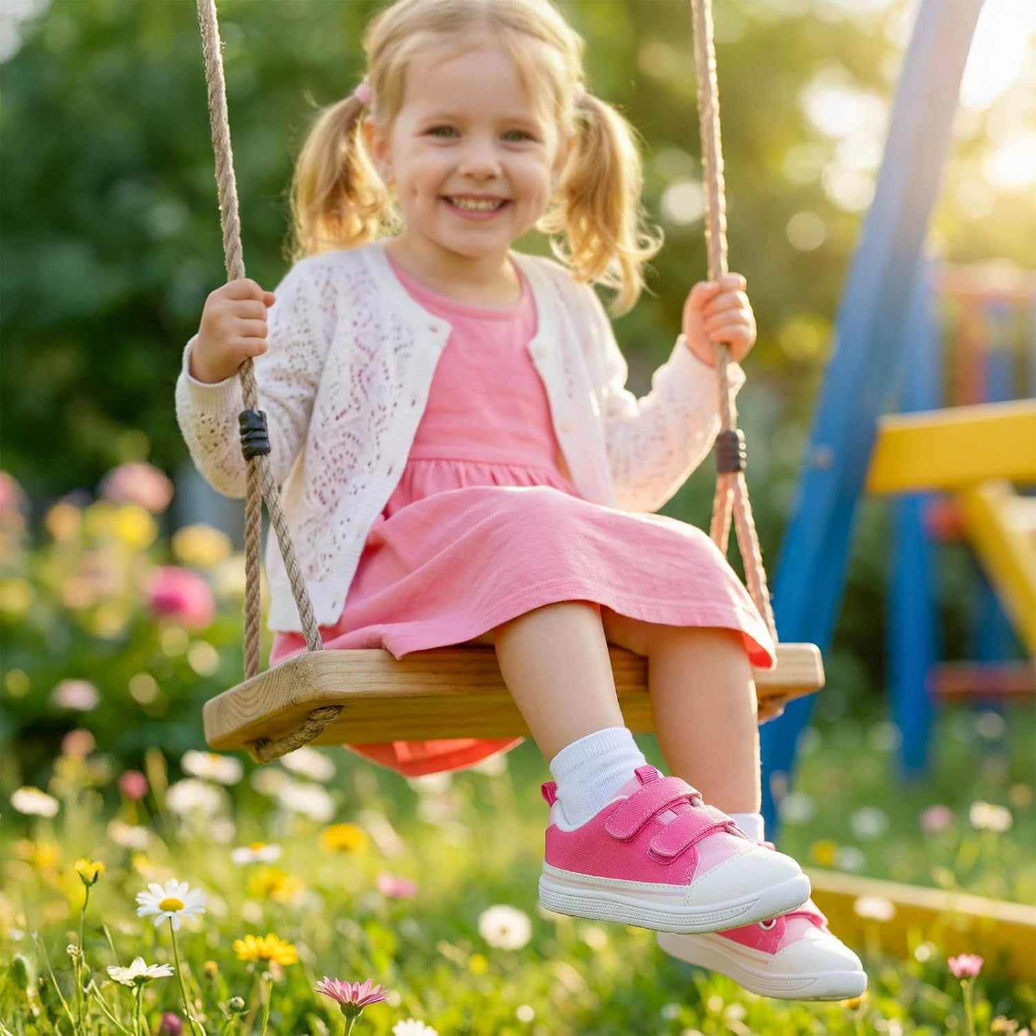 STQ Toddler Wide Toe Box Shoe Girl Boy Barefoot Hook and Loops Non-Slip Walking Baby Sneakers - Image 2