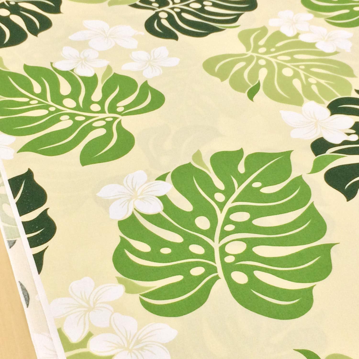 Amazon ハワイアン 生地 クリーム ブロード モンステラ プルメリア総柄 布地 ファブリック 手芸 インテリア カバー バッグなどの袋物 フランダンス用品 衣装などにも の布 1ｍ単位 布 生地 通販