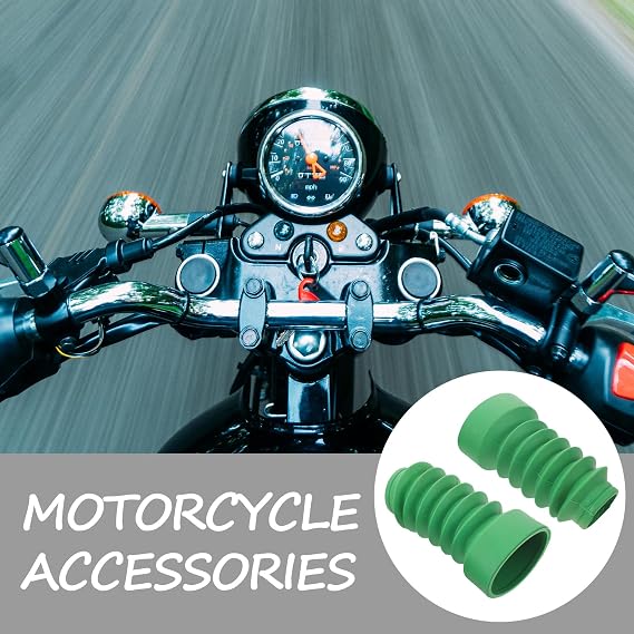 2pcs Motorcycle Front Fork Dust Boots Rubber Fork Covers for Motorcycle Front Shock Absorber Weather Resistant and Highly Waterproof in Green