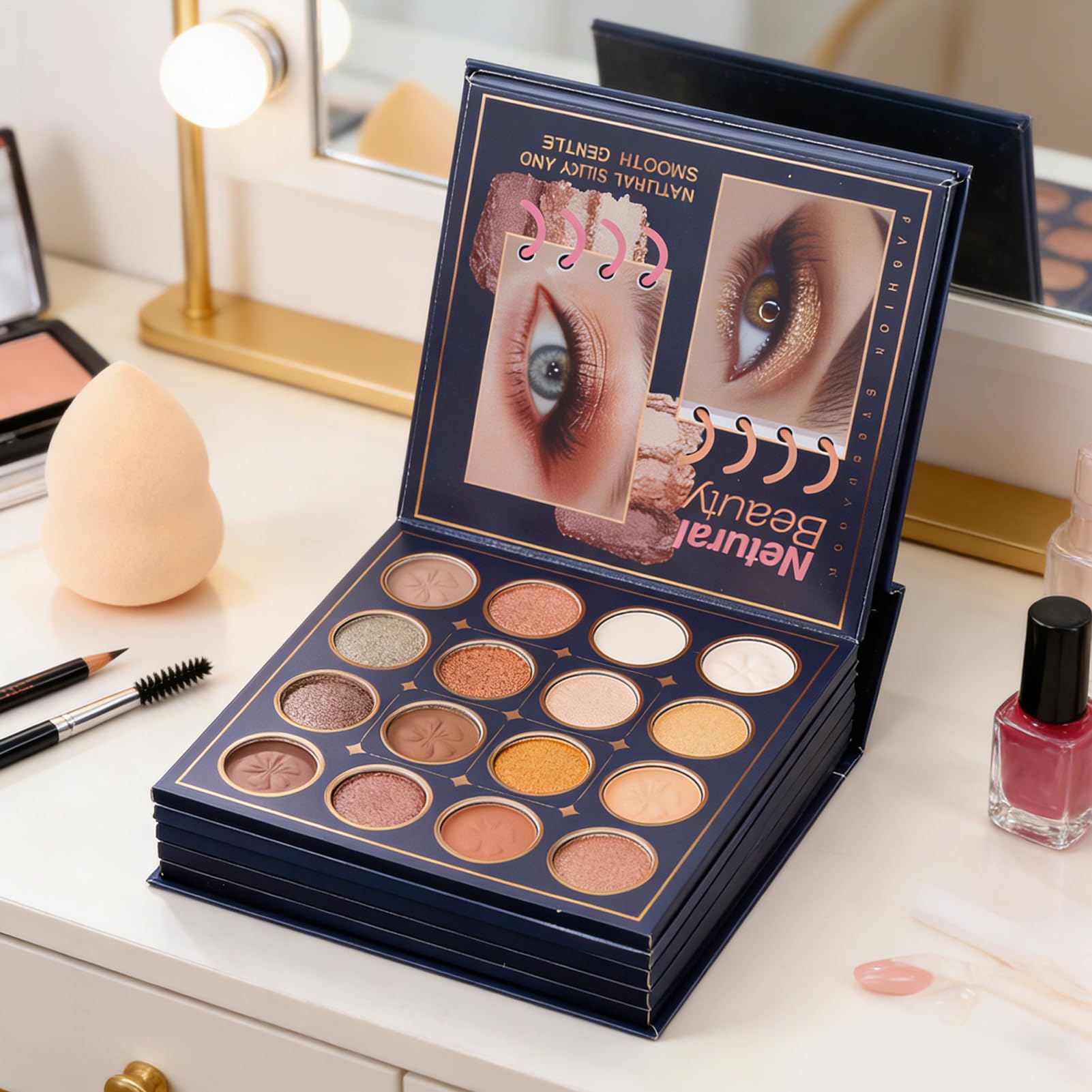 Trucco a Libro Fard Correttore Sfumabile | Trucco in Polvere per Blush e Occhi Ideale per Viso Occhi Labbra Compleanno Feste San Matrimonio Appuntamenti Viaggio e