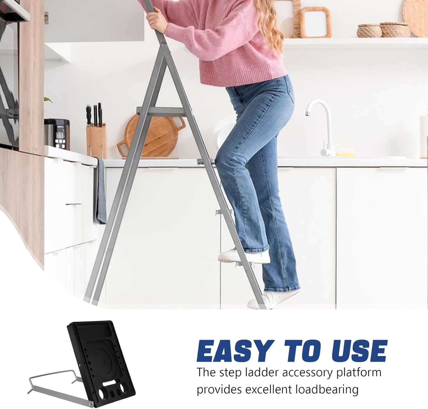 Ladder Platform Accessory, Ladder Working Platform System, Anti-Slip Extension Tray, Heavy Duty Work Stand System Accessories 13.78x10.63 Inches