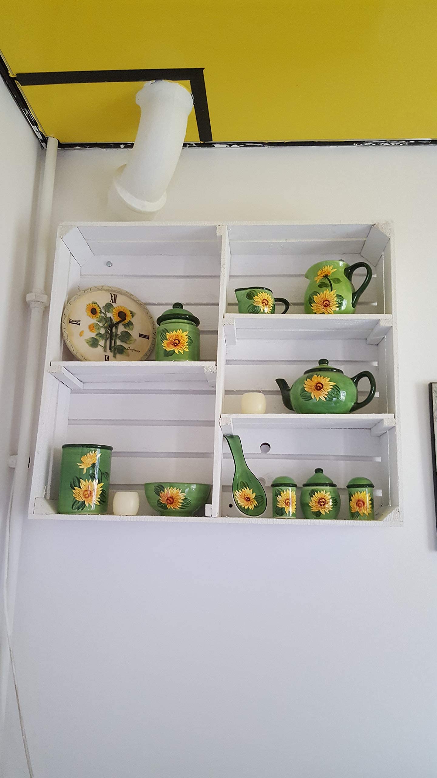 Juego de 2 – Shabby Chic madera armario en blanco – 5 estantes – Fruta (Caja de madera caja de caja de almacenamiento de madera botellero como – Zapatero Estante con libros – Armario ropero 77 x 68 x)