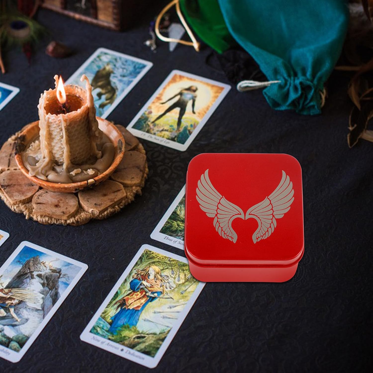 Portable Iron Tarot Card Box for Tarot Enthusiasts Compact Red Storage image 5