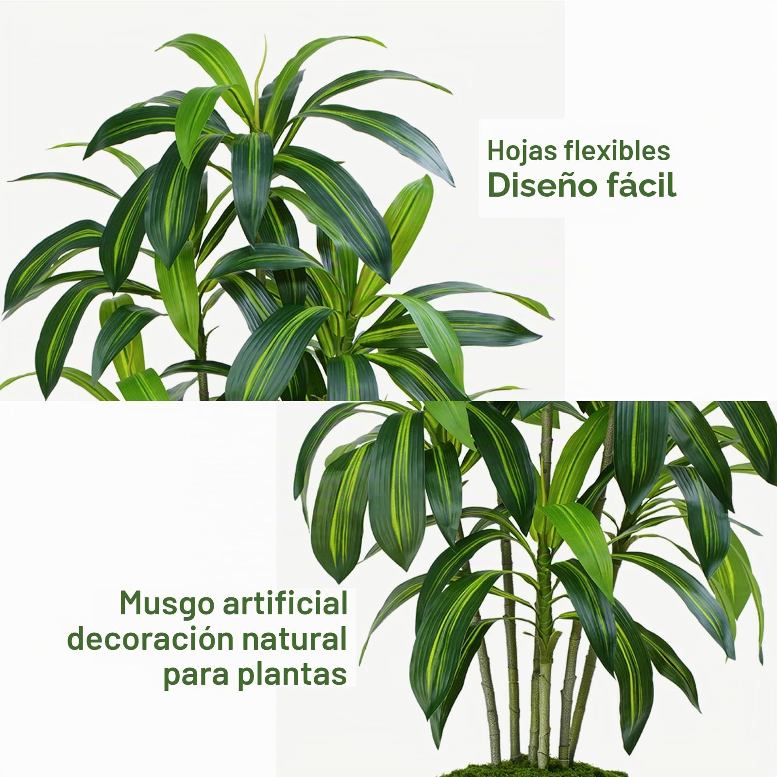 Planta Artificial Dracaena de 180cm Planta Artificial Grande con Maceta Alta Blanca Plantas Artificiales Decorativas para Interiores Decoración Salon hogar Dormitorio Oficina Pasillo