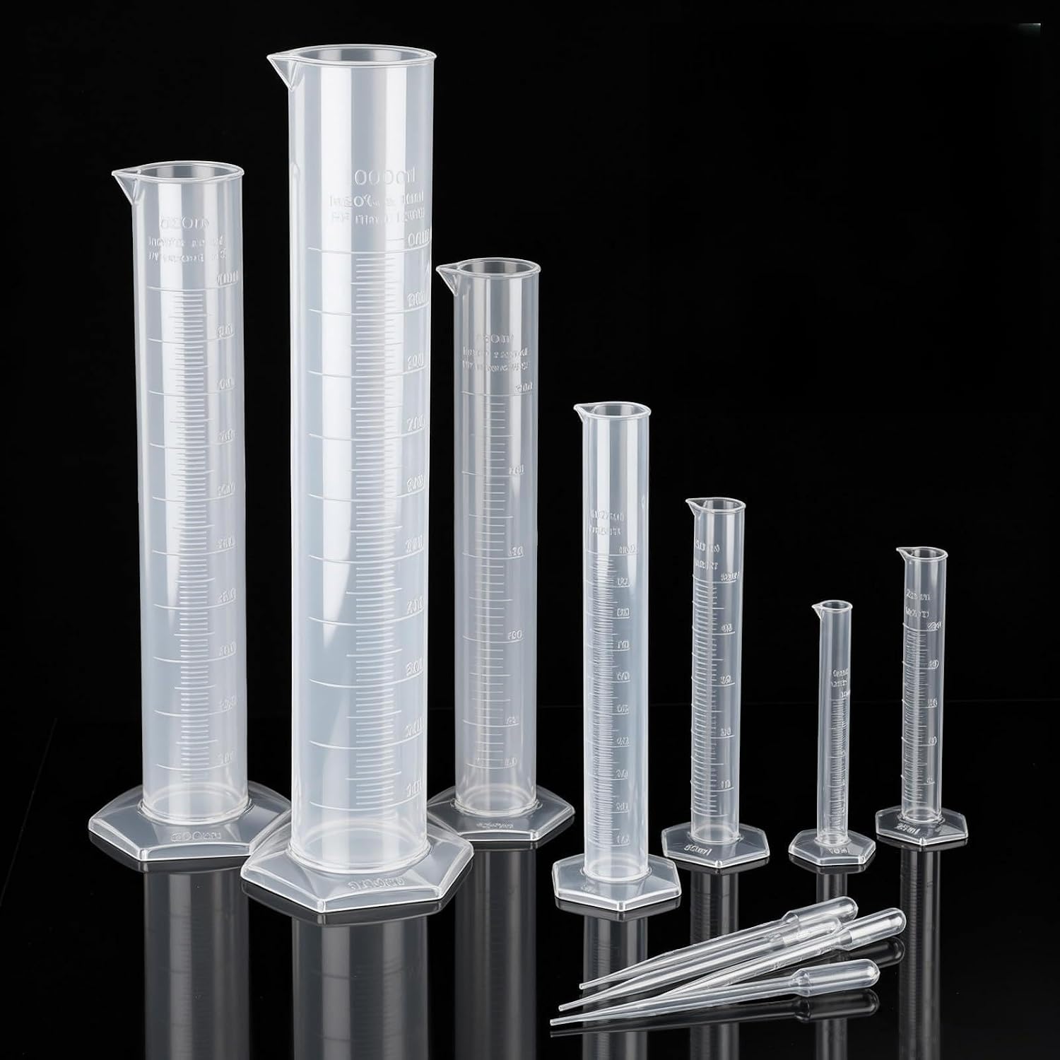 Sabary 29 Pcs Plastic Graduated Cylinder 10-1000ml with Droppers Brush