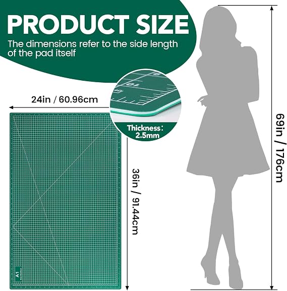 Large Cutting Mat 24x36, 1 Pack Double-Sided 5-Ply Self Healing Sewing Cutting Mat, Cutting Mats Board for Crafts-Sewing, Fabric, Quilting, Scrapbooking Project