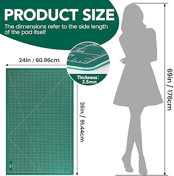 Large Cutting Mat 24x36, 1 Pack Double-Sided 5-Ply Self Healing Sewing Cutting Mat, Cutting Mats Board for Crafts-Sewing, Fabric, Quilting, Scrapbooking Project