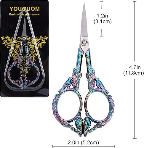 Miniatura 2 de Tijeras de bordado de costura de 4.6 pulgadas y tijeras de bordado arcoíris de 4.5 pulgadas, tijeras de costura afiladas para punto de cruz,
