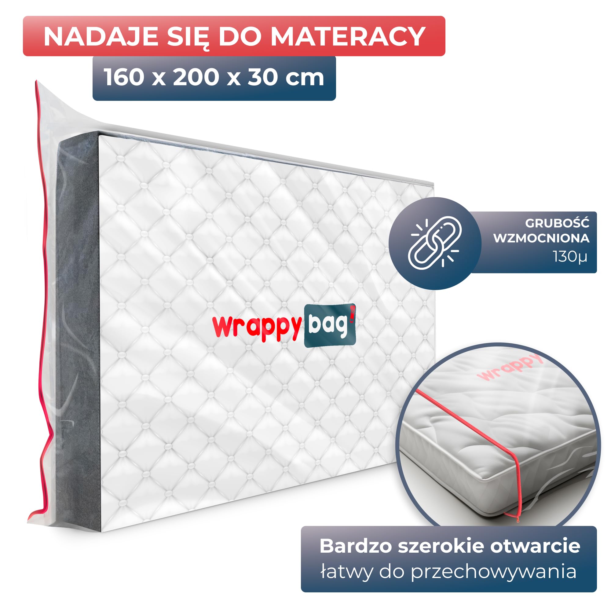 WRAPPYBAG – Plastikowy pokrowiec ochronny na materac – Wodoodporna i odporna na rozdarcie torba do przechowywania – do przenoszenia, przechowywania i transportu – (90x200cm) – Zestaw 2 szt.
