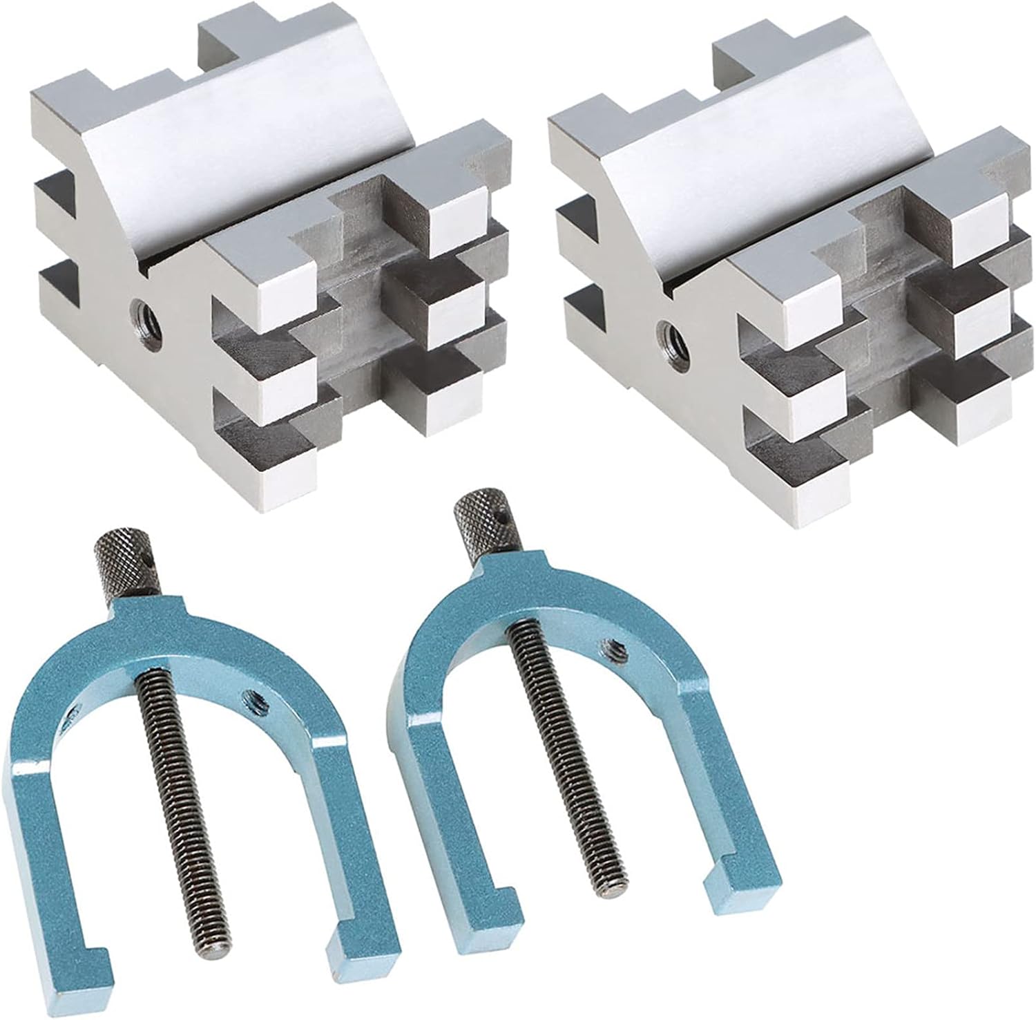 2-3/8 x 2-3/4 x 2 Multi-Use V-Block and Clamp Machinist Set with Box, Hardened Steel 303-5219 M