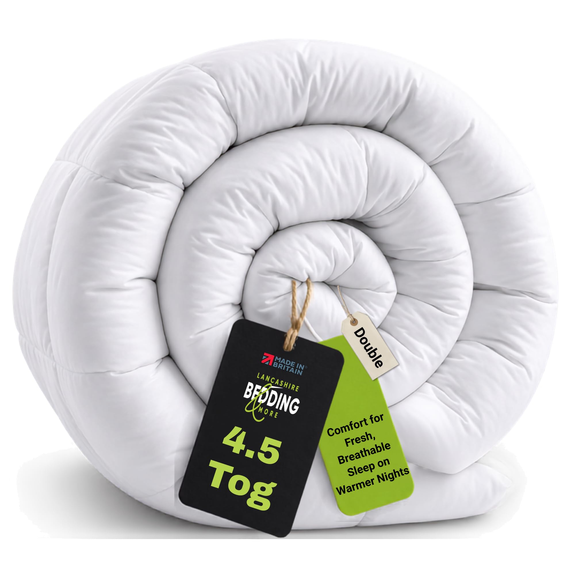 Lancashire Bedding 4.5 Tog Lightweight Polycotton Duvet | Made in UK, Double 200 x 200 CM | Hypoallergenic Hollowfibre Fill | Soft, Durable & Sweat-Wicking Cover for Cool, Comfortable Sleep โ image 1