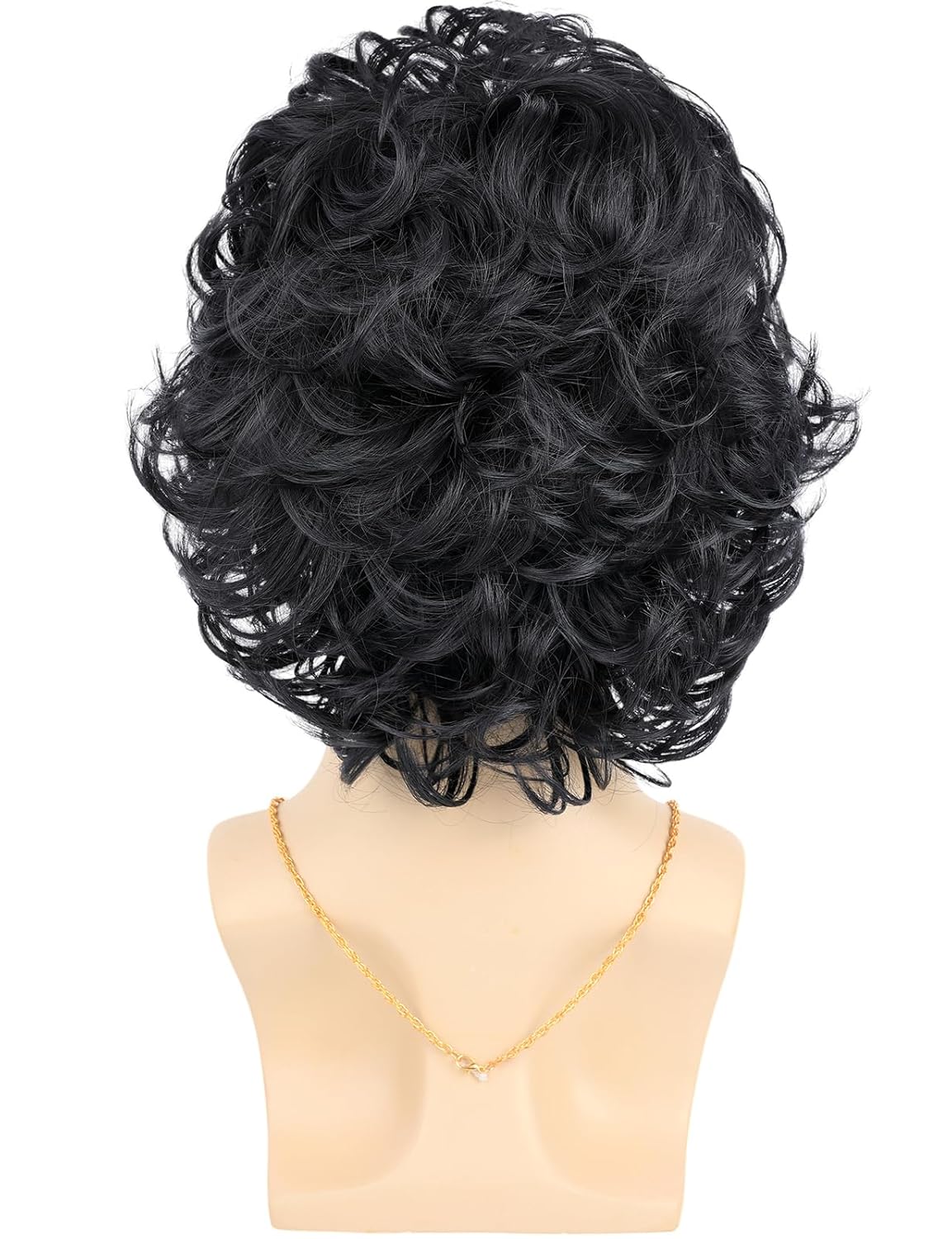 70s Disco Wigs for Men - Brown Curly 80s Mullet Wig for Halloween Costume Party Male Afro Funny Wigs with Glasses Necklace and Mustache (Black) - Image 5