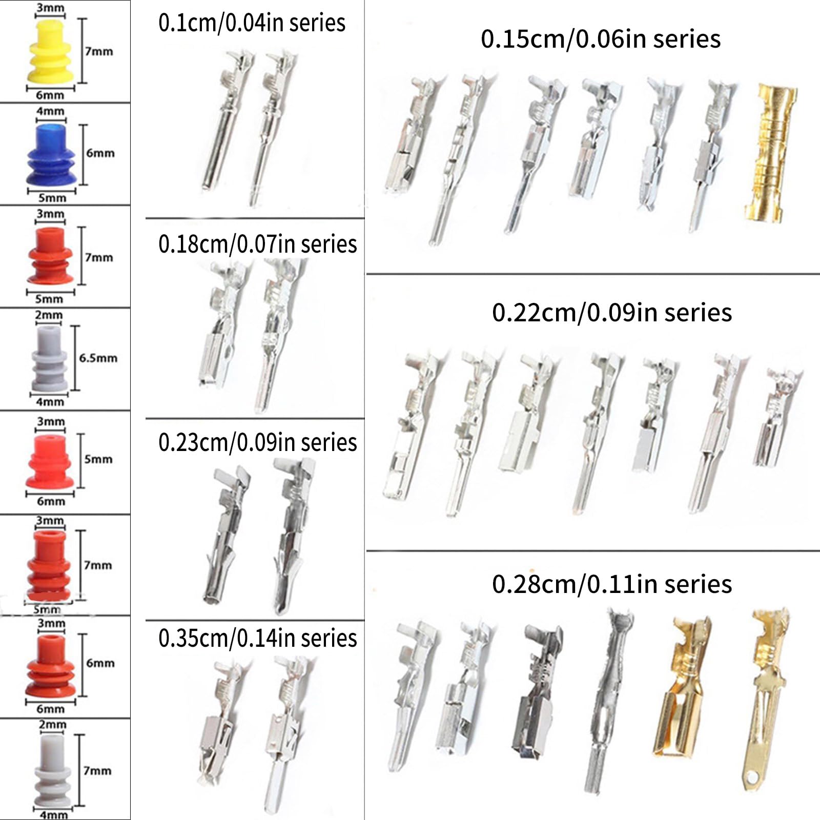 950 Conectores de Pines eléctricos para Cables de automóviles, terminales de conexión de Pines de 1/1.5/1.8/2.2/2.8/3.5 mm.