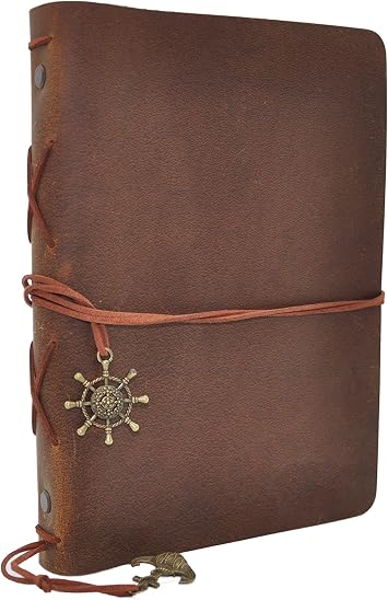 Personalized Refillable 6 Ring Rustic Leather Journal Cover With, Unique Leather A5 Refill Planner Binder Sketchbook,Christmas Gift