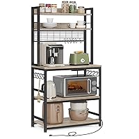 VASAGLE Scaffale Cucina con Multipresa, Scaffale per Microonde