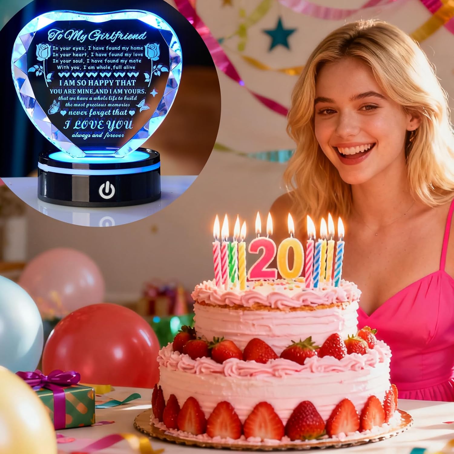 Valentines Day Gifts for Girlfriend Romantic Heart Gift for Her Best Birthday with Ideas to My Girlfriend Crystal Keepsakes Anniversary I Love You Gifts for Her from boyfriend (Girlfriend Gifts)