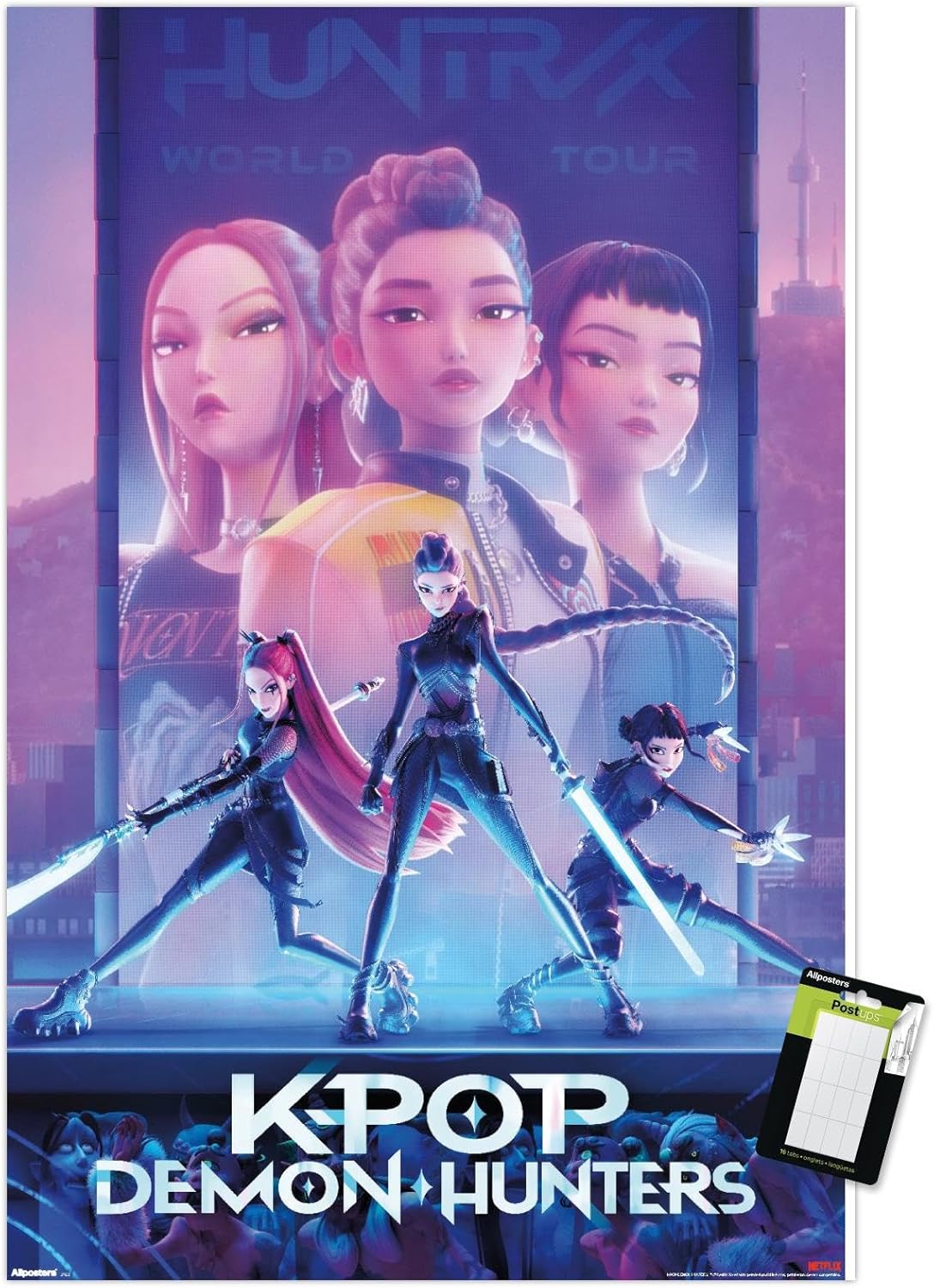 Netflix KPop Demon Hunters (2025) - One Sheet Wall Poster, 34L" x 22.4W", Poster & Mount Bundle