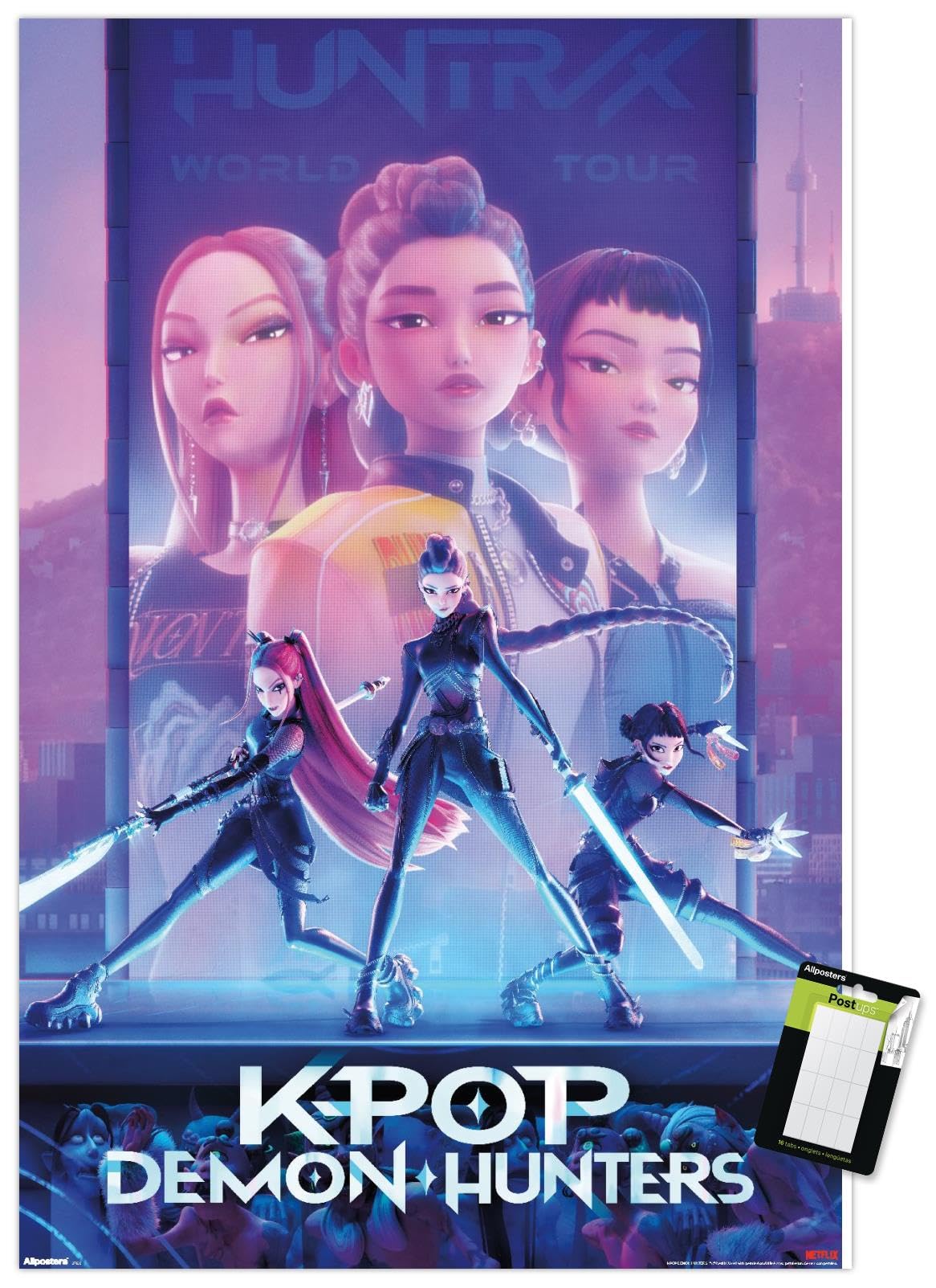 Netflix KPop Demon Hunters (2025) - One Sheet Wall Poster, 22.4L" x 14.7W", Premium Poster &amp; Mount Bundle