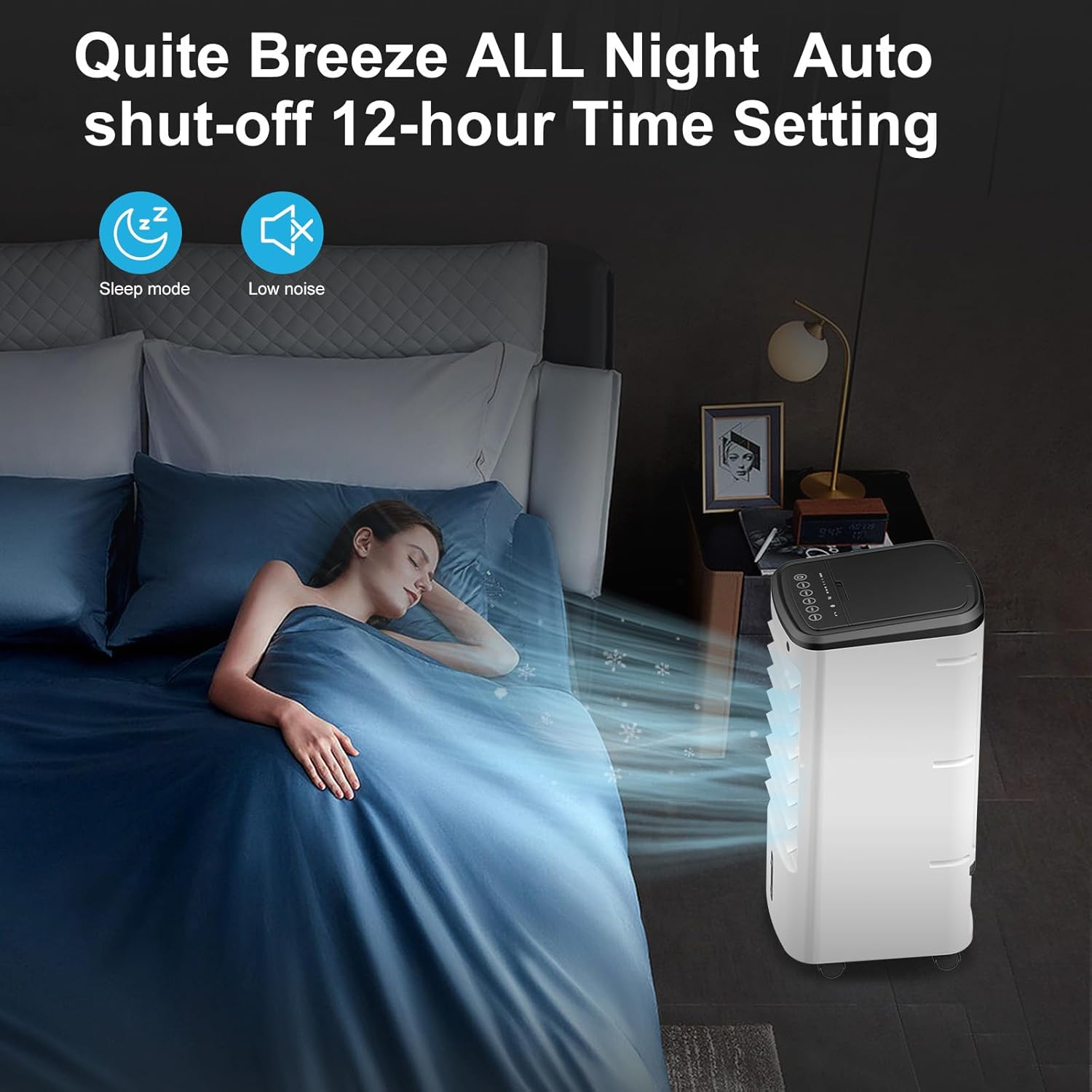 Windowless Portable Air Conditoners, 3-IN-1 Portable AC with Remote, 3 Modes 3 Speeds, 1Gal Tank & 12H Timer, 65° Oscillation, Fast Cooling Quiet Ventless Swamp Cooler for Room Home Office, Off White