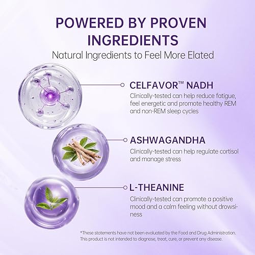 Miniatura 4 de Suplemento de L-teanina con NADH  Relaja, Descanso, Calma, Estado de ánimo y Apoyo al Sueño  Ashwagandha para Mujeres  60 Cápsulas