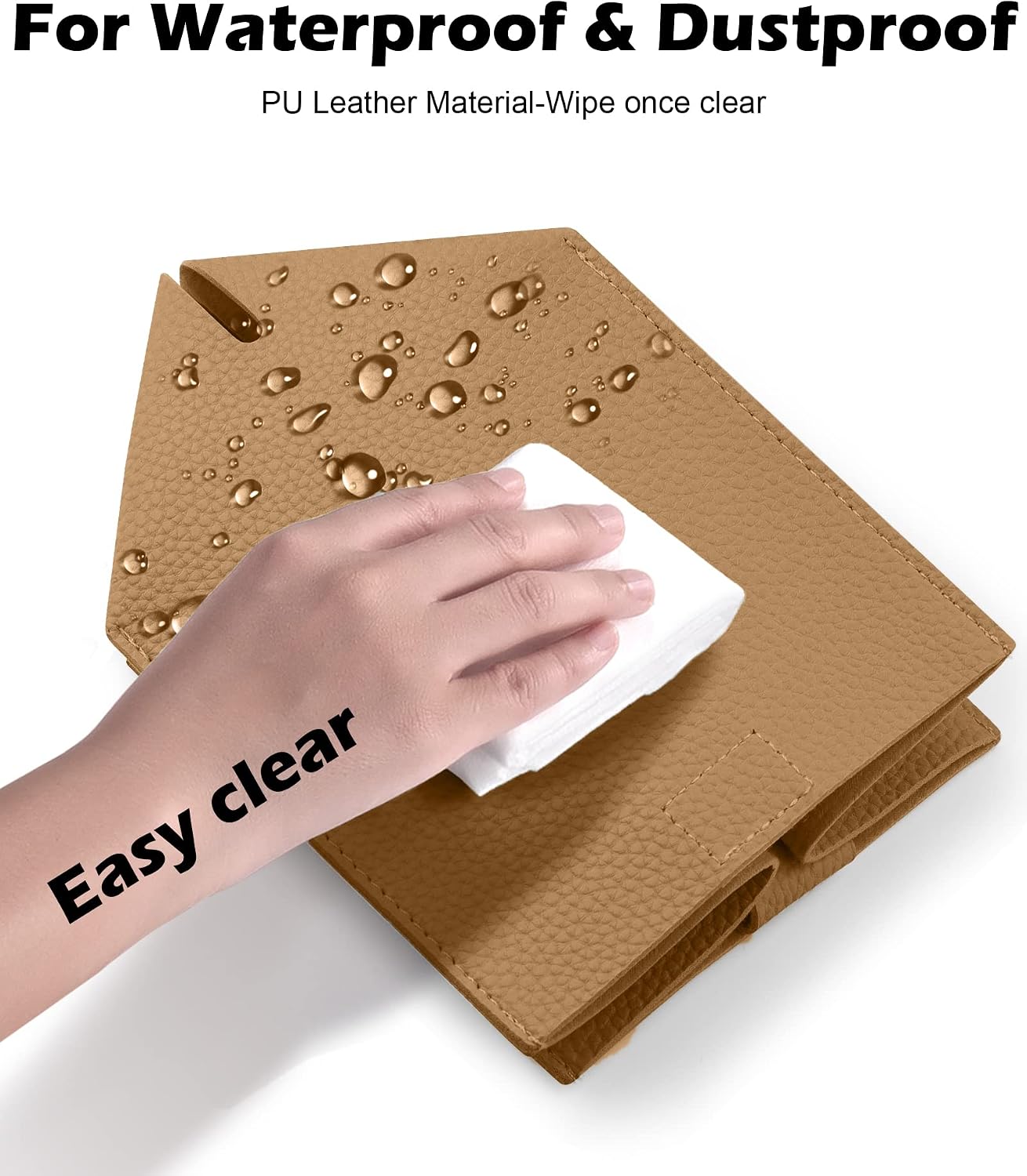 Tclouda Tissue Box Cover for PU Leather, Modern Simple Solid Color Holder Square Tissue Bag, Ideal for Bathrooms,Office,Car,Nightstand,Outdoor Tent,Dining Table,5"X5"X5", Single Bronze