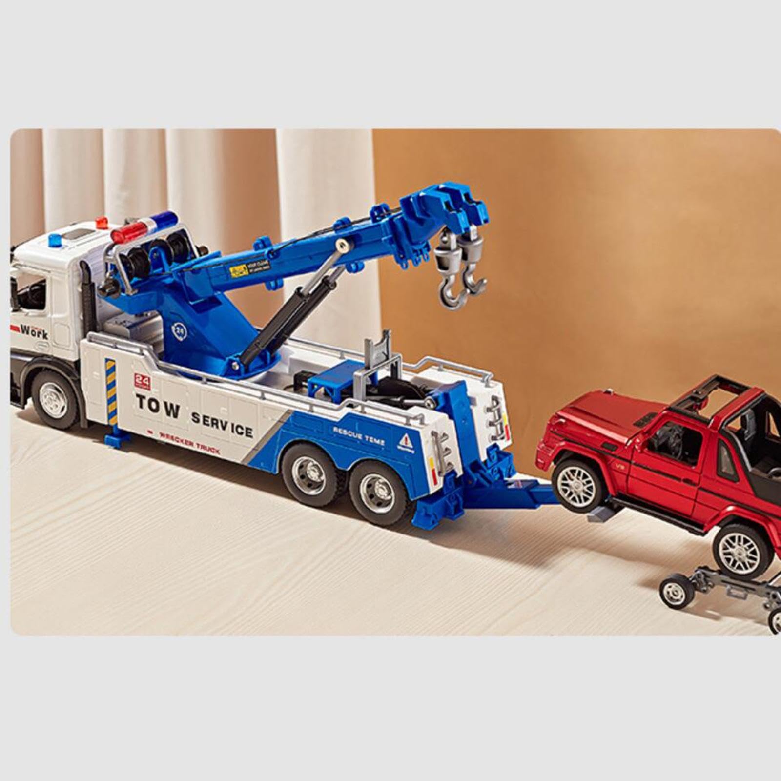 Modello di Gru Giocattolo Pressofuso, Regalo per Le Vacanze, Camion da Costruzione in Miniatura Realistico, Carro Attrezzi con Luci E Suoni