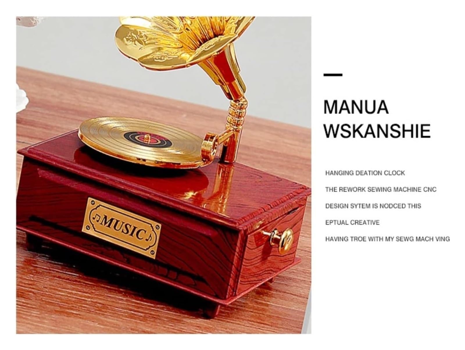 Caja de música Caja de música Caja de música con fonógrafo for Discos de plástico Caja de música for Almacenamiento de Joyas for decoración de cumpleaños (marrón 11 * 7,3 * 14,5 cm)(Brown)