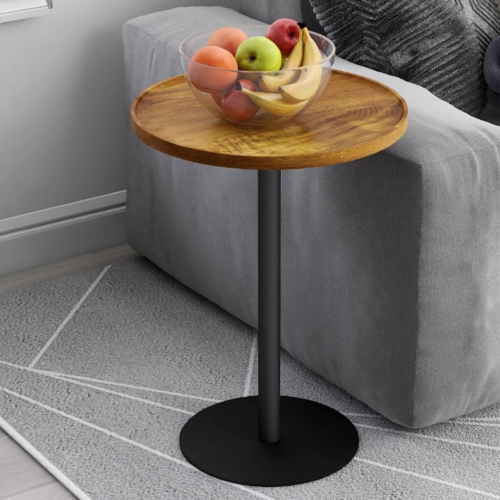 Amazon｜モダンな丸いダイニングテーブル、ブラック、ミッド