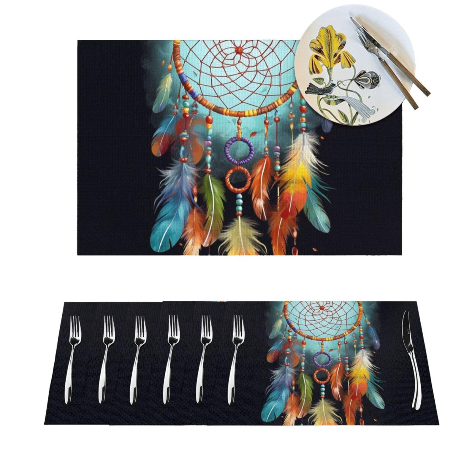 Sets de table tissés en PVC résistant chaleur et napperon extérieur lavable