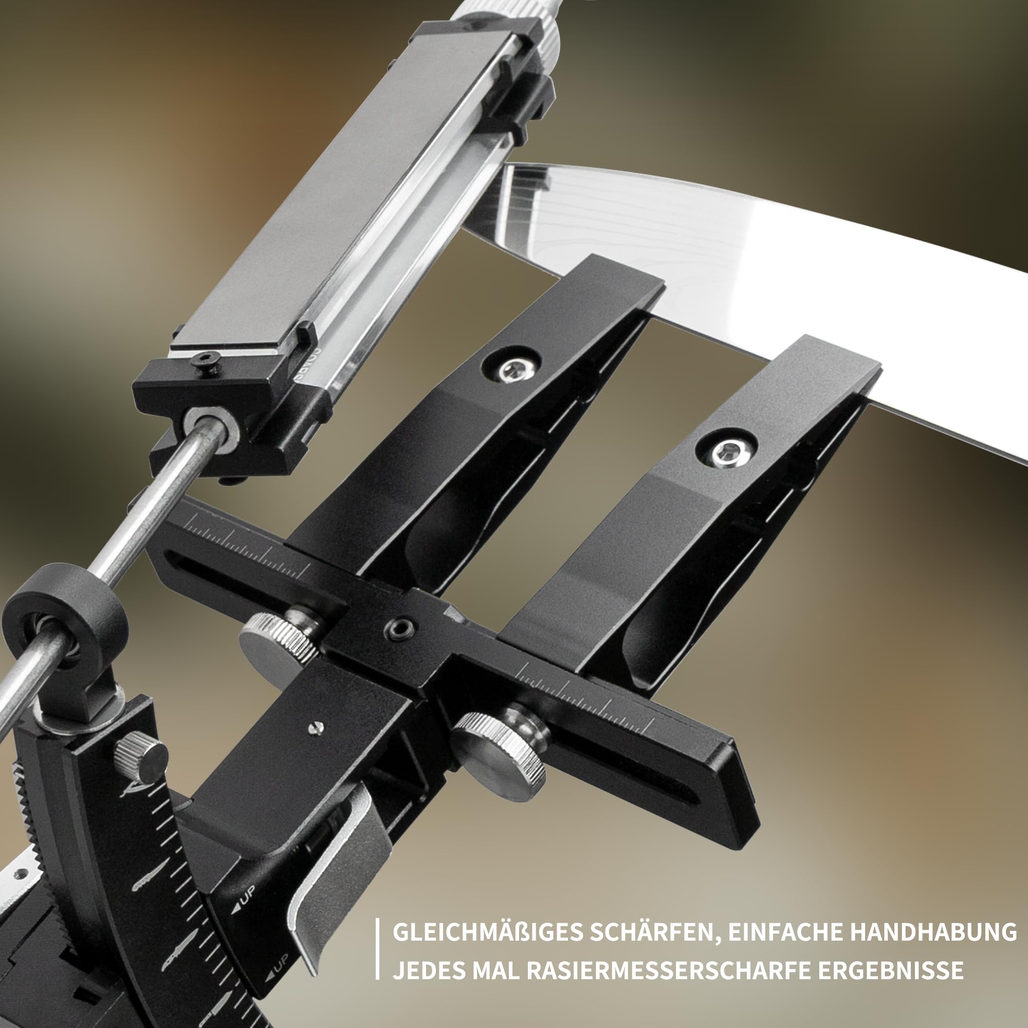 CWOVRS Affilacoltelli professionale con affilacoltelli ad angolo preciso | Sistema di Affilatura dei Coltelli in Alluminio CNC, Meccanismo di Ritorno, Supporto di Pietra a 2 Lati