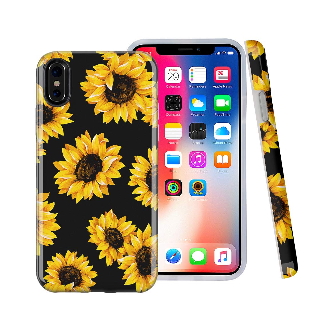 CASESOCIETY Sunflowers Design Bumper Glossy TPU Soft Rubber Silicone Shockproof Gel Cover iPhone Case Compatible with Apple iPhone X & iPhone Xs