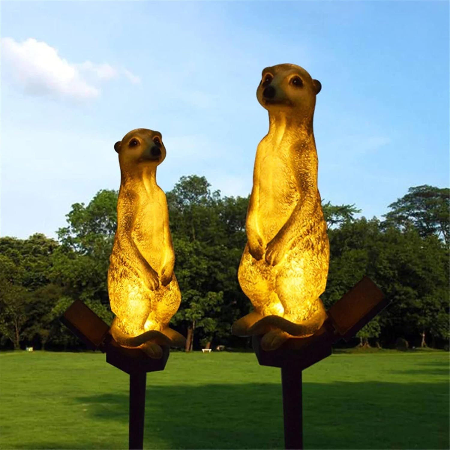 TODOZO Meerkat Garden Ornament Solar Powered Waterproof Light Solar Meerkat Garden Statue with LED Light Resin Figurine Micro Ornaments Panel Lights Wall (White, One Size) : Tools & Home Improvement