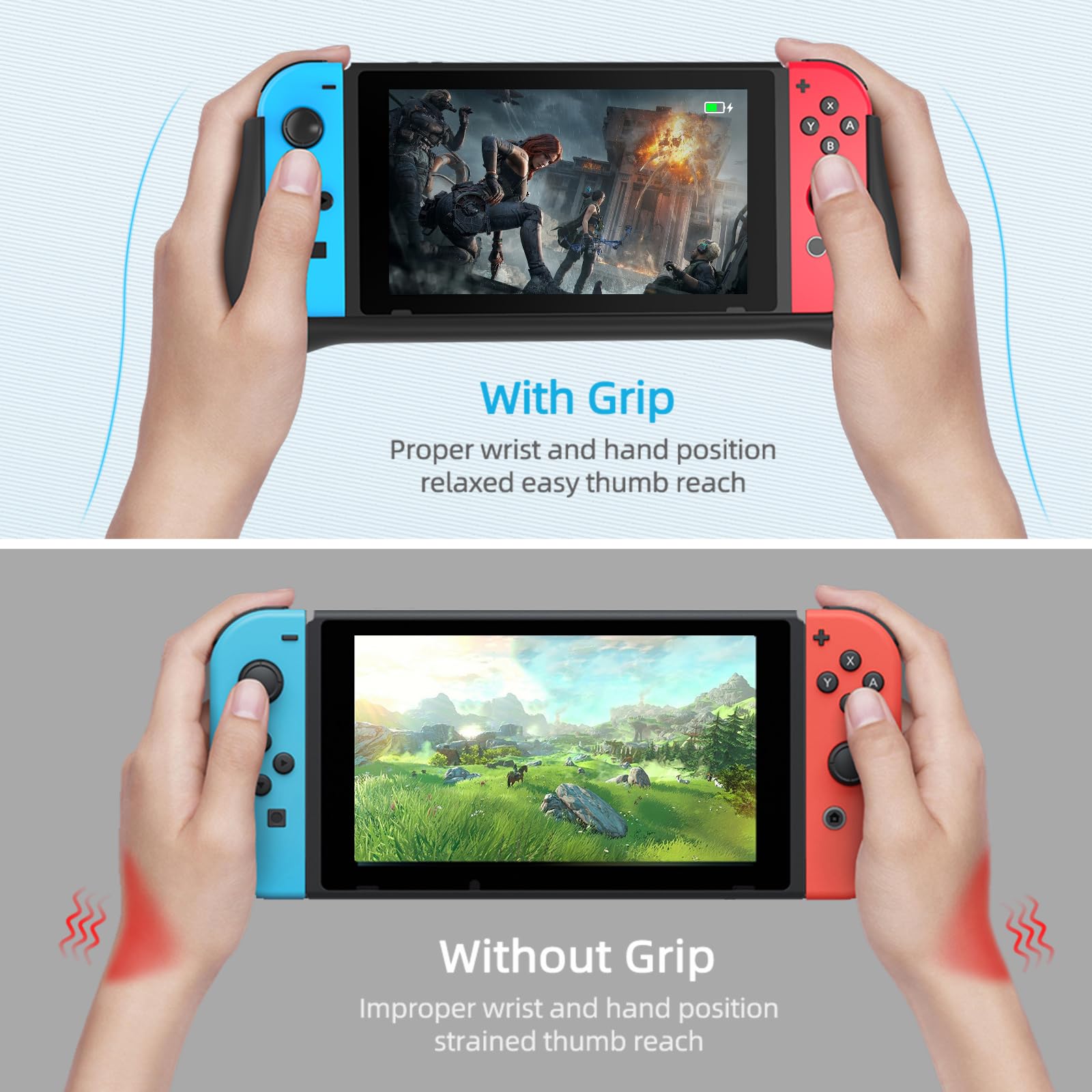 NEWDERY Externe Akku Hülle 10000 mAh für Nintendo Switch mit PD-Schnellladen, Spielkartensteckplätzen und Ständer
