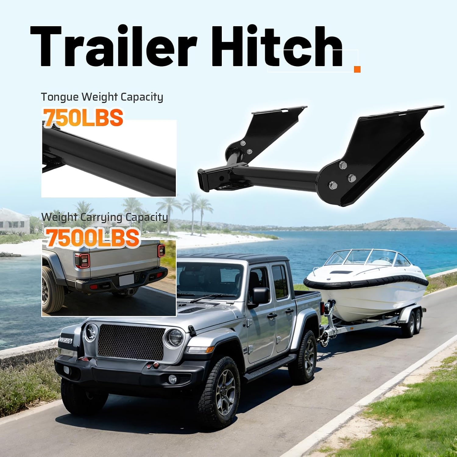 Class 3 Trailer Tow Hitch Receiver 2" Compatible with 2020–2025 Jeep Gladiator Excluding Rubicon