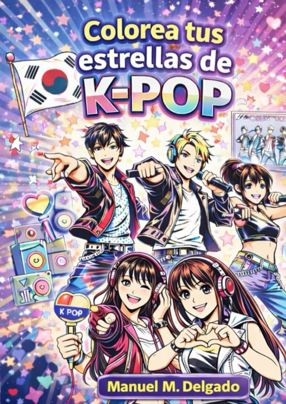 Colorea tus estrellas del K-pop: Libro de colorear con ilustraciones