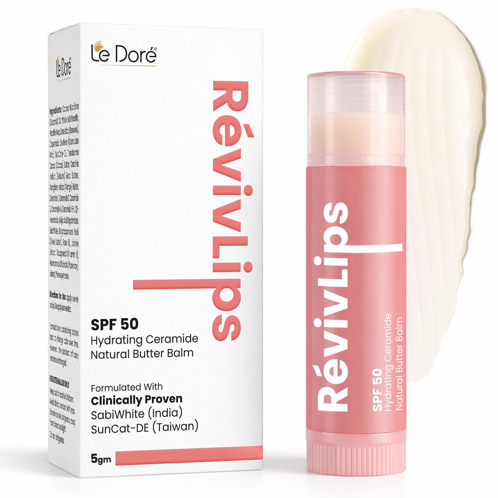 Le Dore RevivLips Lip Balm | With Ceramides, SabiWhite, Kojic Acid, Vitamin E & SPF 50 | Hydrates, Softens & Supports Even Lip Tone | Non-Sticky, Lightweight Formula | 5gm-image-15