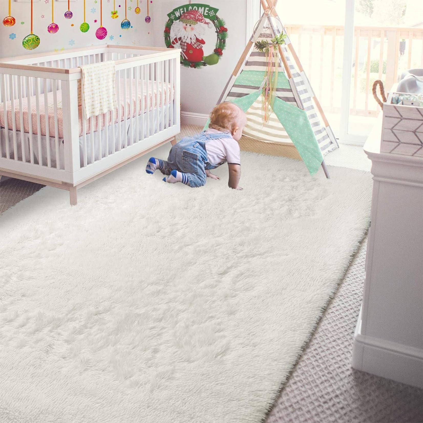 Tapis salon shaggy antidérapant et ultra moelleux pour enfants