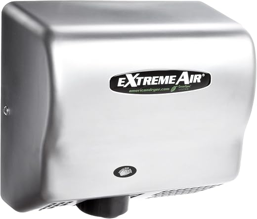 American Dryer ExtremeAir GXT9-SS Stainless Steel Cover High-Speed Automatic Hand Dryer, 10-12 Second Dries, 100-240V, 1,5...