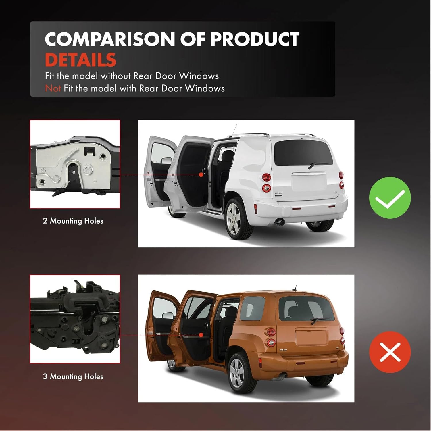 A-Premium Rear Left Driver Side Door Lock Actuator Compatible with Chevrolet Chevy HHR 2008-2011, HHR 2006