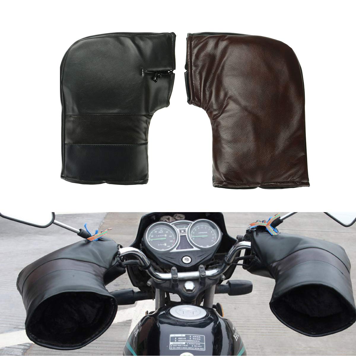 YONGYAO Agarre del Manillar de la Motocicleta Scooter Guantes Orejeras Cubierta cálida de Invierno Térmica
