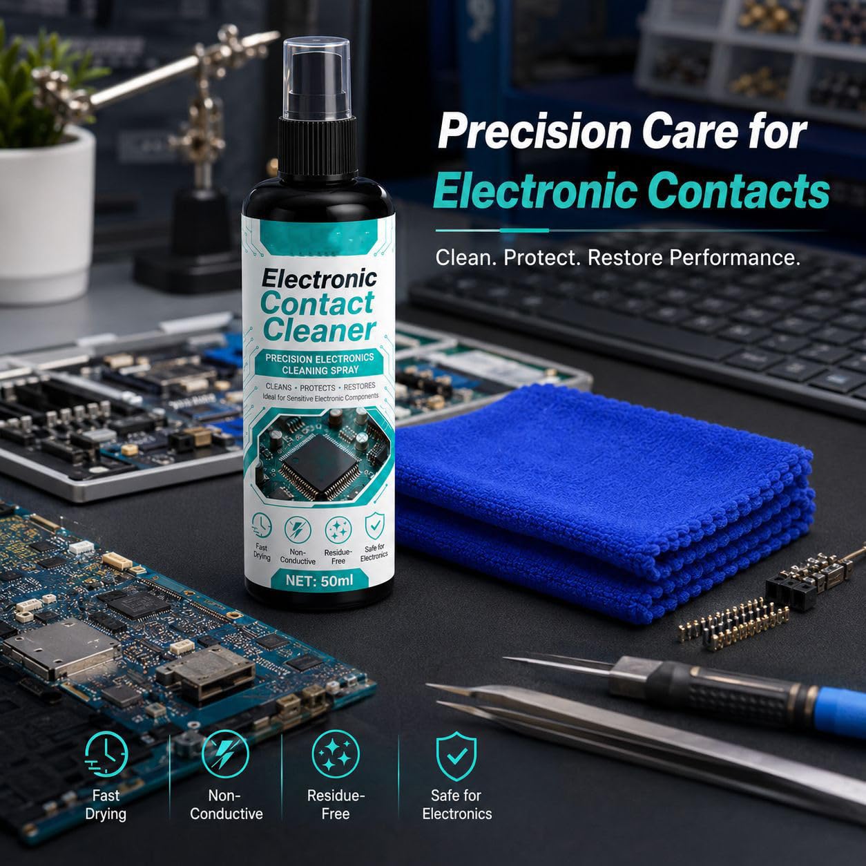 PCB Kontaktreiniger Spray für Leiterplatten, schnell trocknender Elektronikreiniger 100 ml (5pcs)