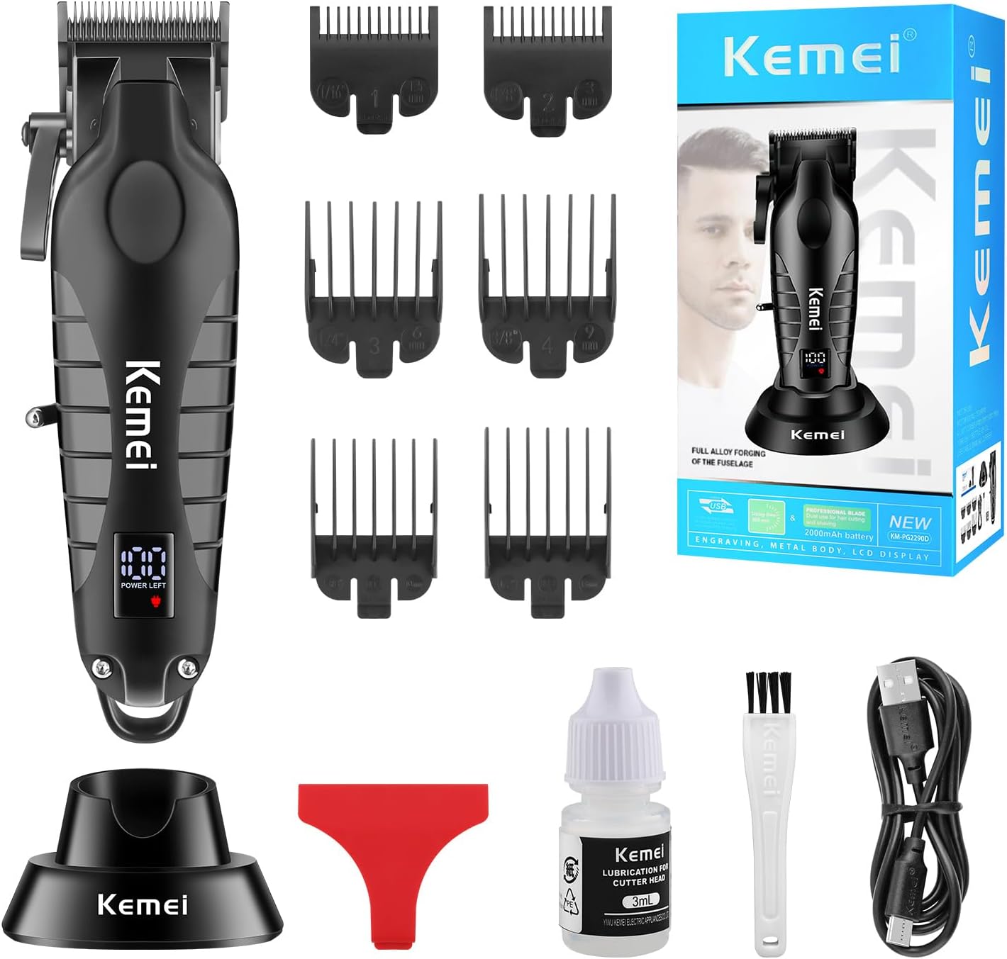 KEMEI Professional Hair Clippers Set for Men,Cordless Rechargeable Hair Clippers Kit, Clippers and Trimmer Set for Hair Cutting, Haircut Clippers,Gifts for Men