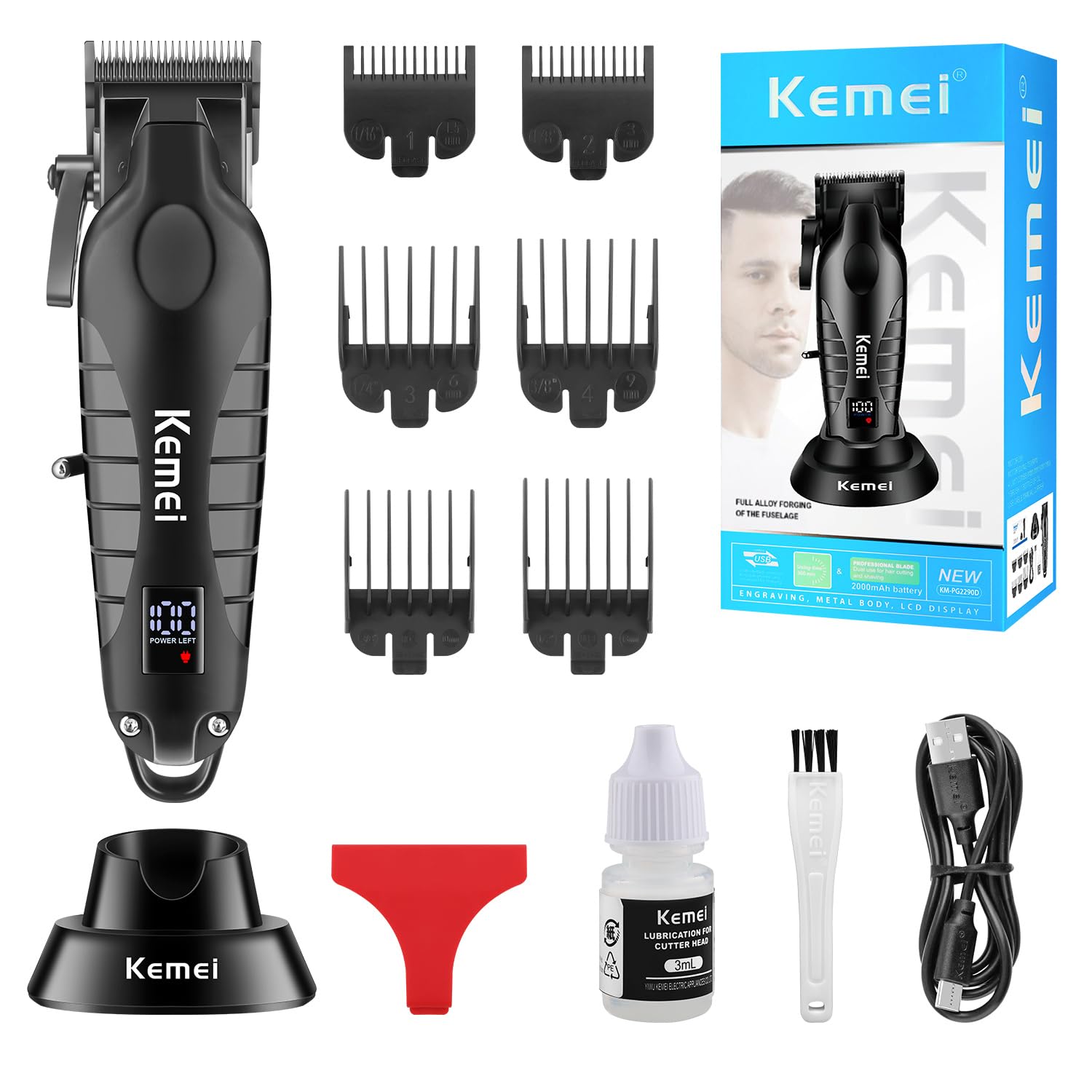 KEMEI Professional Hair Clippers Set for Men,Cordless Rechargeable Hair Clippers Kit, Clippers and Trimmer Set for Hair Cutting, Haircut Clippers,