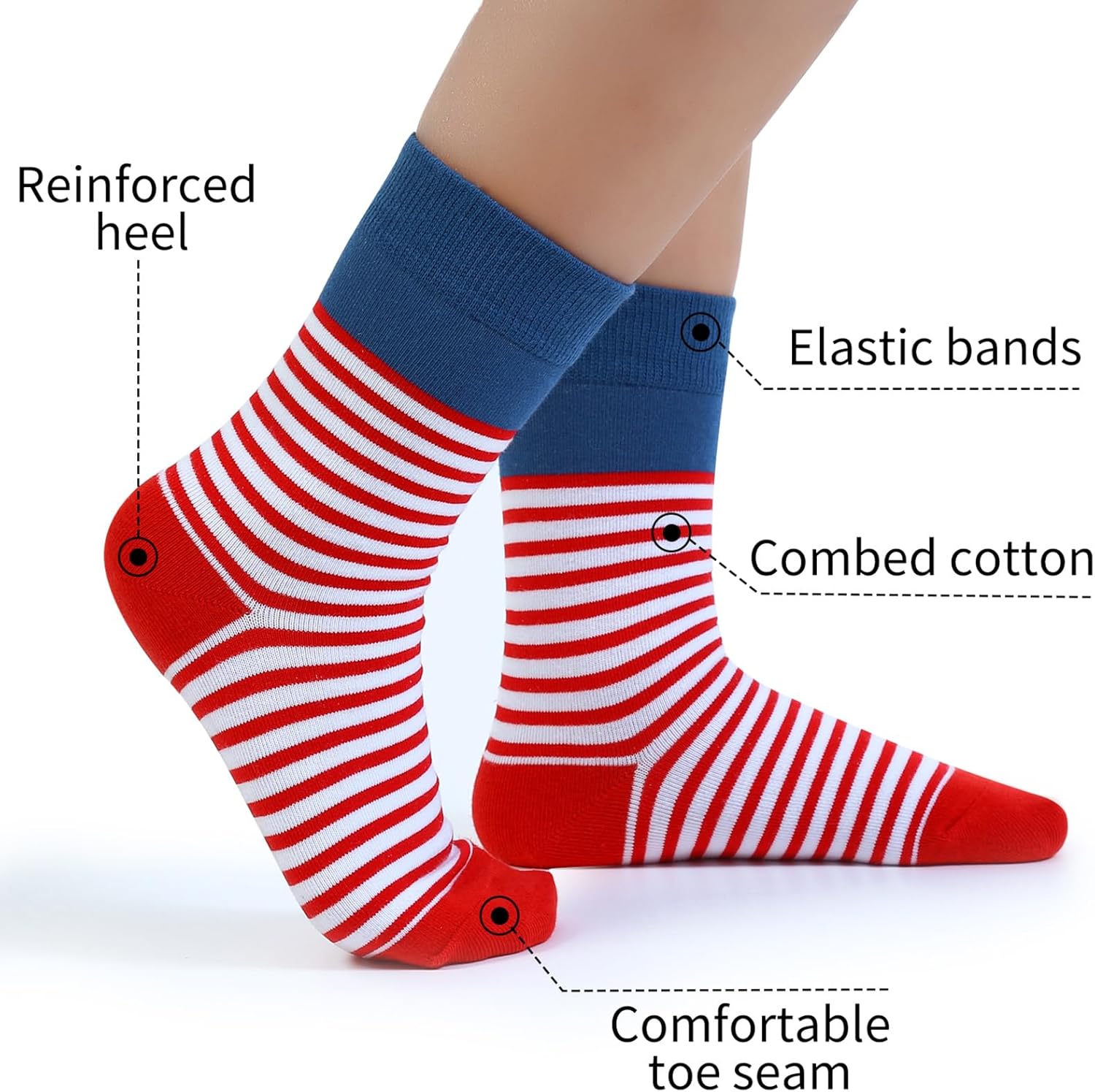 6 Pack Kids Boys Stripes Socks + Gift Box Girls Toddlers Calf Crew Athletic Socks - Image 2