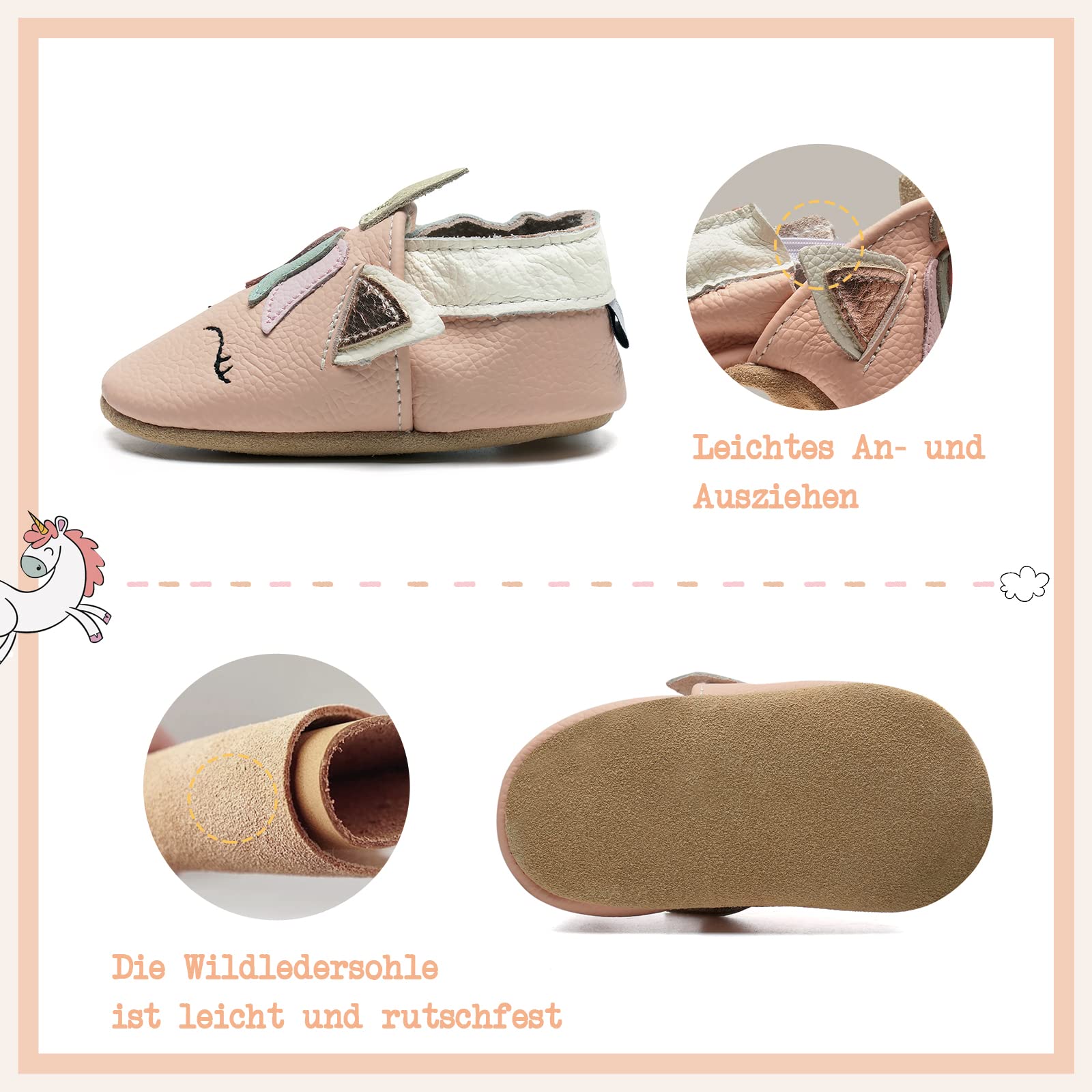 IceUnicorn Zapatos Bebe Primeros Pasos Zapatillas de Estar por casa Bebé Cuero Suave Zapatos Bebe