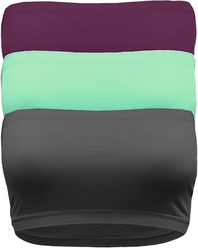 Ollie Arnes Plus Size 3 Pieces Strapless Bandeau Bra Tube for Women