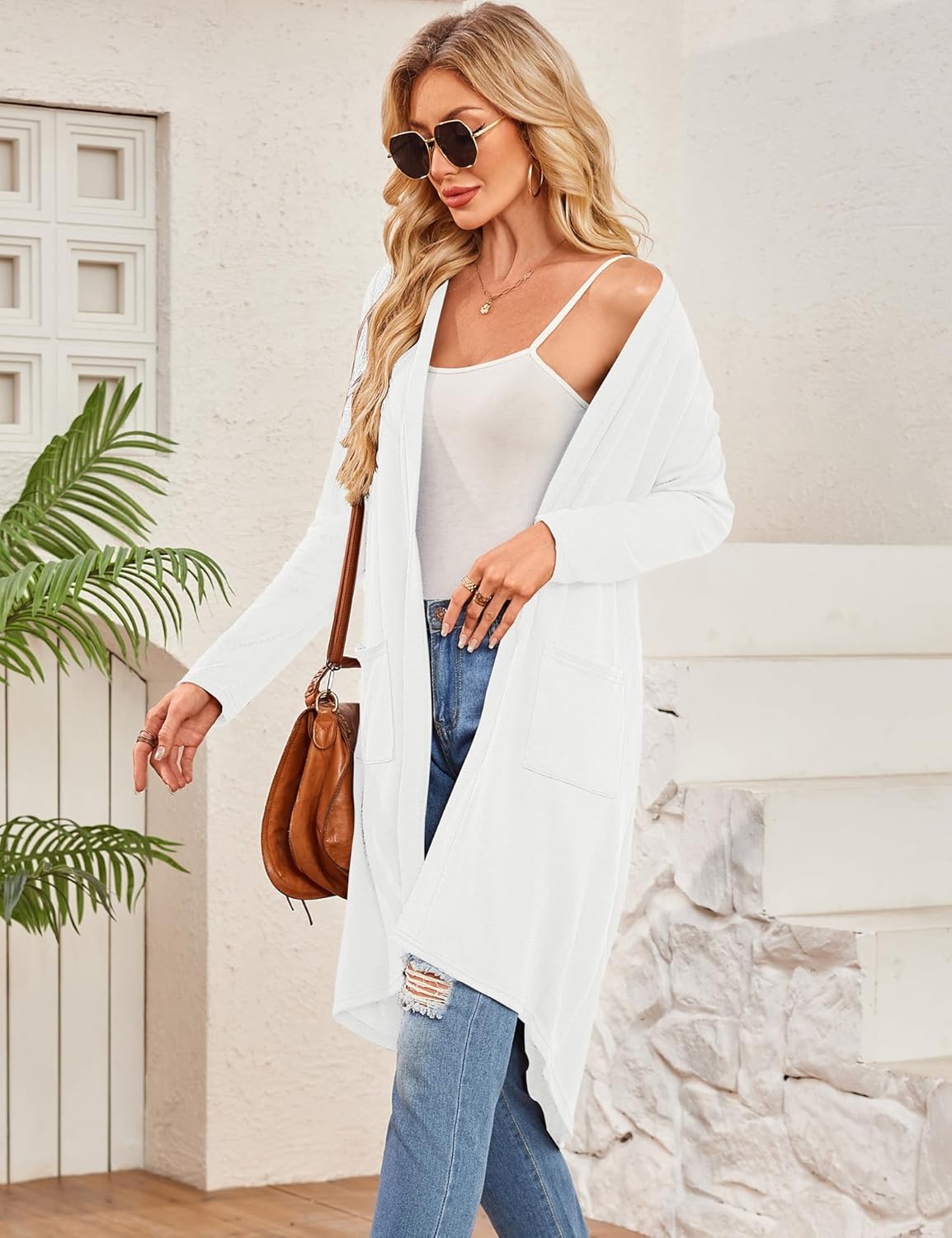 Bluetime Women Open Front Long Cardigan Lightweight Long Sleeve High Low Hem Maxi Duster with Pockets (S-3XL) - Image 4