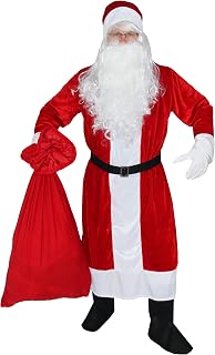 Foxxeo Rotes 6-teiliges Premium Weihnachtsmann für mit Mantel für Herren - Größe M-XXXXL, Größe:XL/XXL