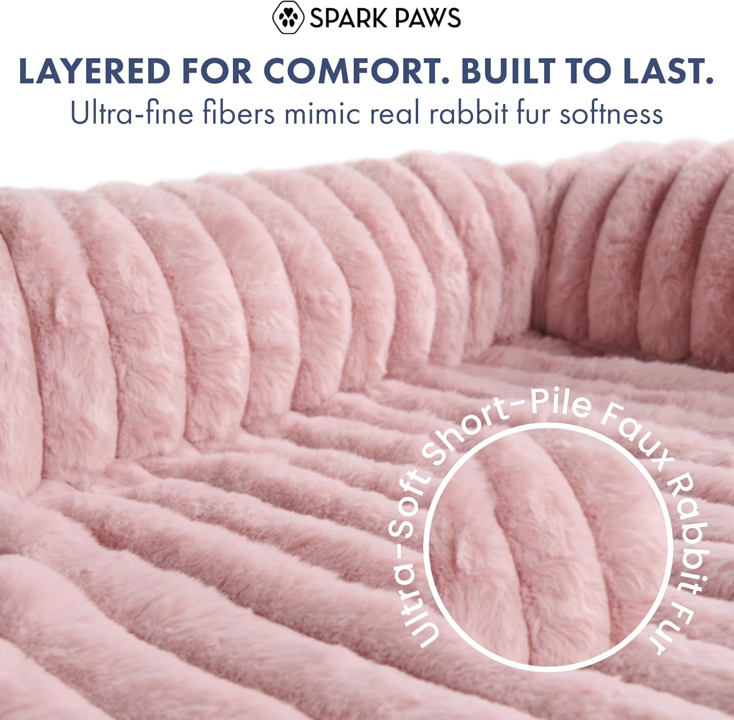 Spark Paws Luxury Dog Couch Cover Bed, Calming Pet Furniture Protector for Large & Small Dogs, Washable Bolster Dog Bed for Couch, Sofa & Bed - Pink, Small