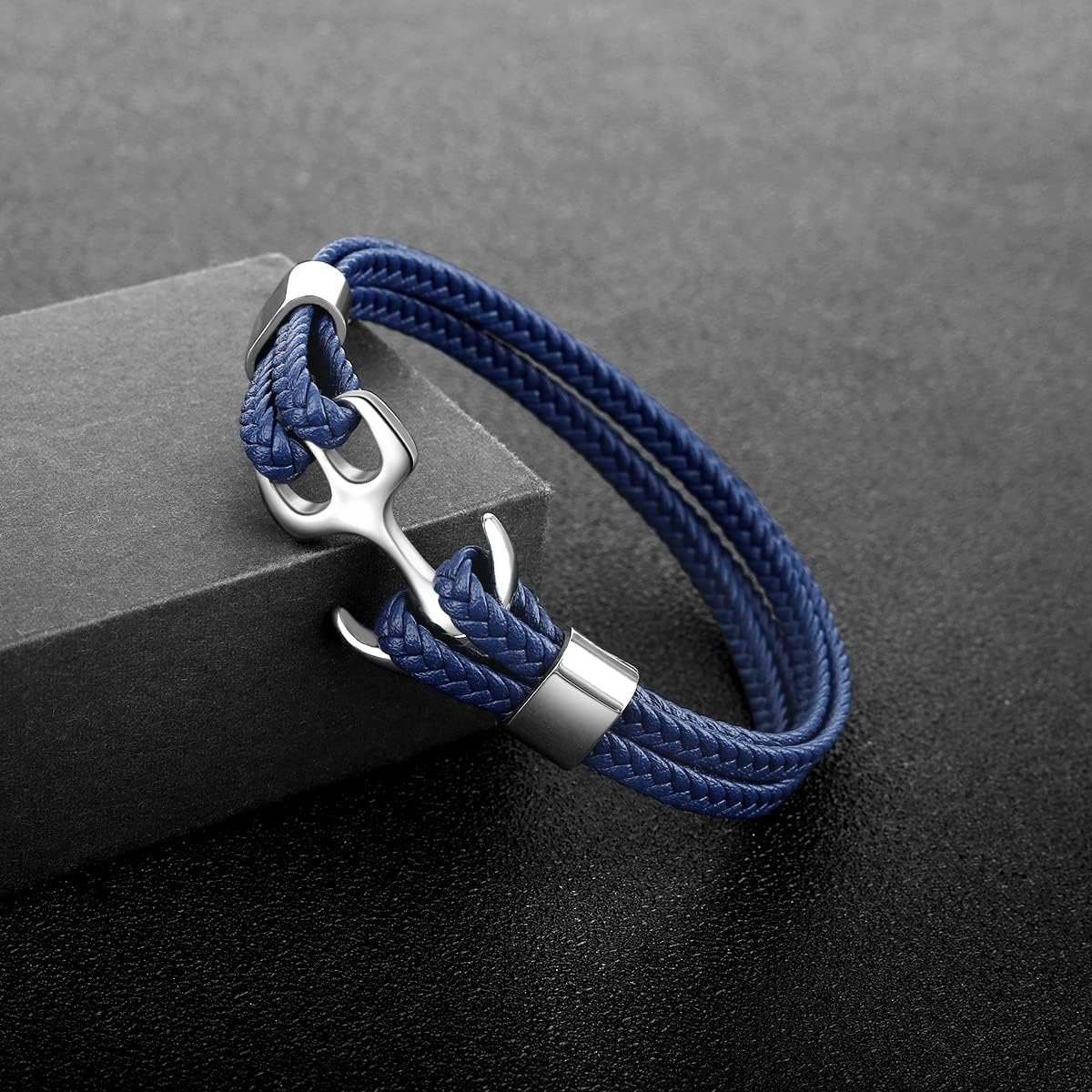 Emibele Bracelet for Men & Women, Handmade Cowhide Leather Wrap Bracelet, Multilayer Vintage Anchor Cuff Bracelet, 3 Sizes for Men/Women/Couples/Lovers/Partners - Image 2